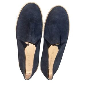 Stuart Weitzman Navy Blue Suede Almond Toe Nugal Flat Espadrilles Size: US 8.5